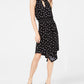 आईएनसी इंटरनेशनल कॉन्सेप्ट्स वुमेन स्लीवलेस प्रिंटेड हैंकरचीफ-हेम ड्रेस ब्लैक साइज़ लार्ज