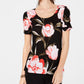 INC International Concepts Printed Puff-Sleeve Top Black Size Small