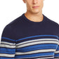 Club Room Men's Stripe Cotton Sweater Blue Size XX Large