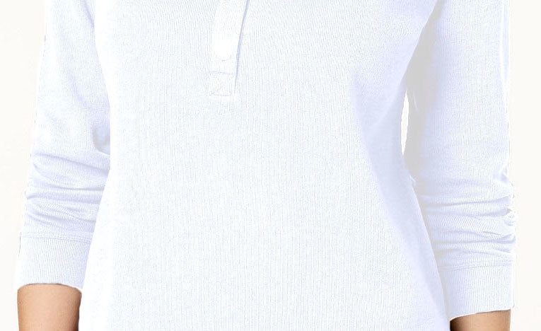 Karen Scott Women's Petite Stand-Collar Snap-Front Top White Size Petite X-Large