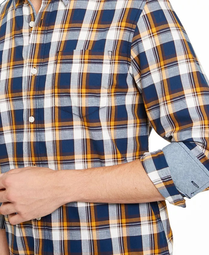 अमेरिकन रैग पुरुषों की ओलिवर प्लेड शर्ट गहरा नीला साइज़ XXL