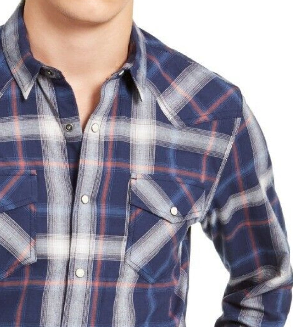 American Rag Men's Plaid Harvey Western Blue Size Large
