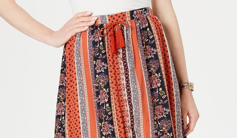 Style & Co Women's Printed High-Low Skirt  Rio Stripe Cide Size Extra Large