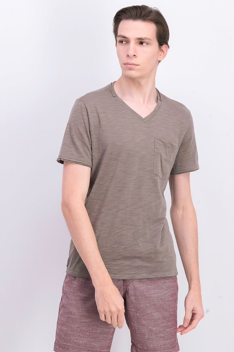 INC International Concepts Men's V-Neck Pocket T-Shirt Dark Beige Size Extra Large