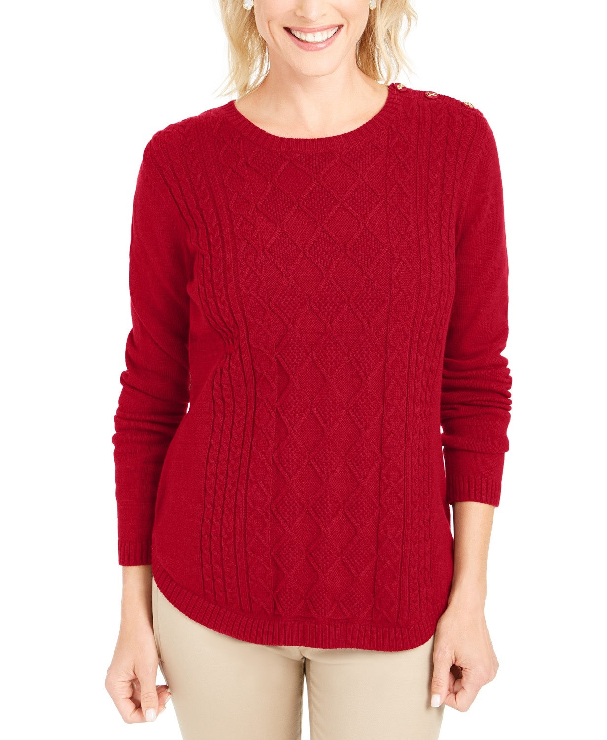 Charter Club Women's Cable Sweater Dark Red Size Medium