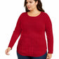Charter Club Women's Plus Size Cable-Knit Sweater Red Size 0X