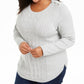 Charter Club Women's Plus Size Cable-Knit Button-Trim Sweater Gray Size 0X