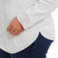Charter Club Women's Plus Size Cable-Knit Button-Trim Sweater Gray Size 0X