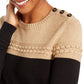 Charter Club Women's Metallic Colorblocked Crewneck Sweater Gray Size Medium