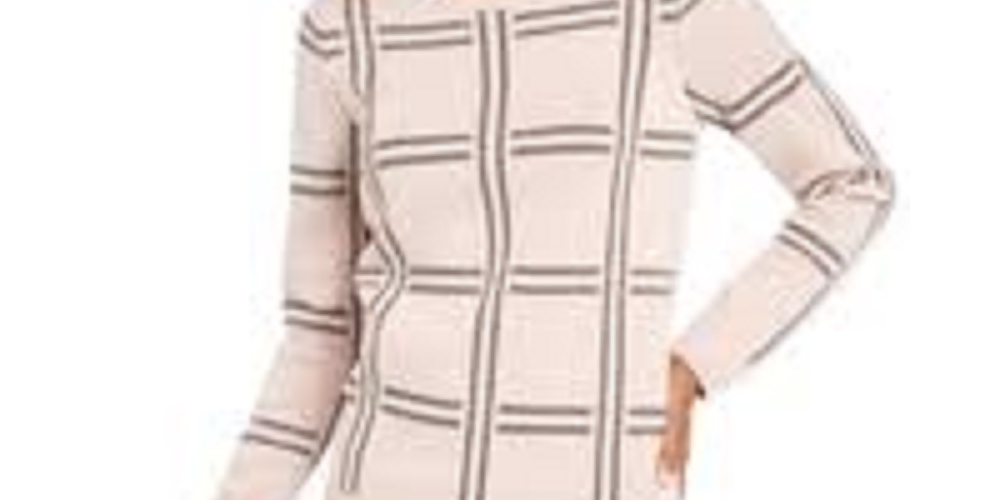 Charter Club Women's Printed Crewneck Sweater Pink Size XX-Large