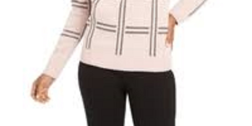 Charter Club Women's Printed Crewneck Sweater Pink Size XX-Large