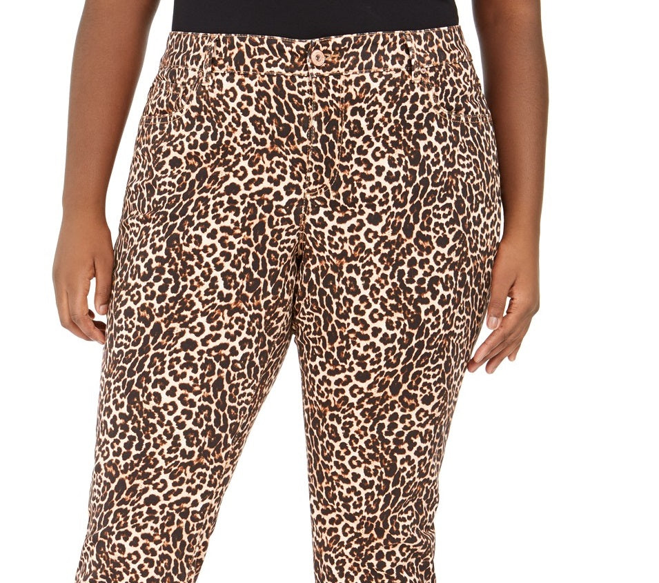 INC International Concepts  Women's  Plus Size Leopard-Print Skinny Jeans  Brown Size S P