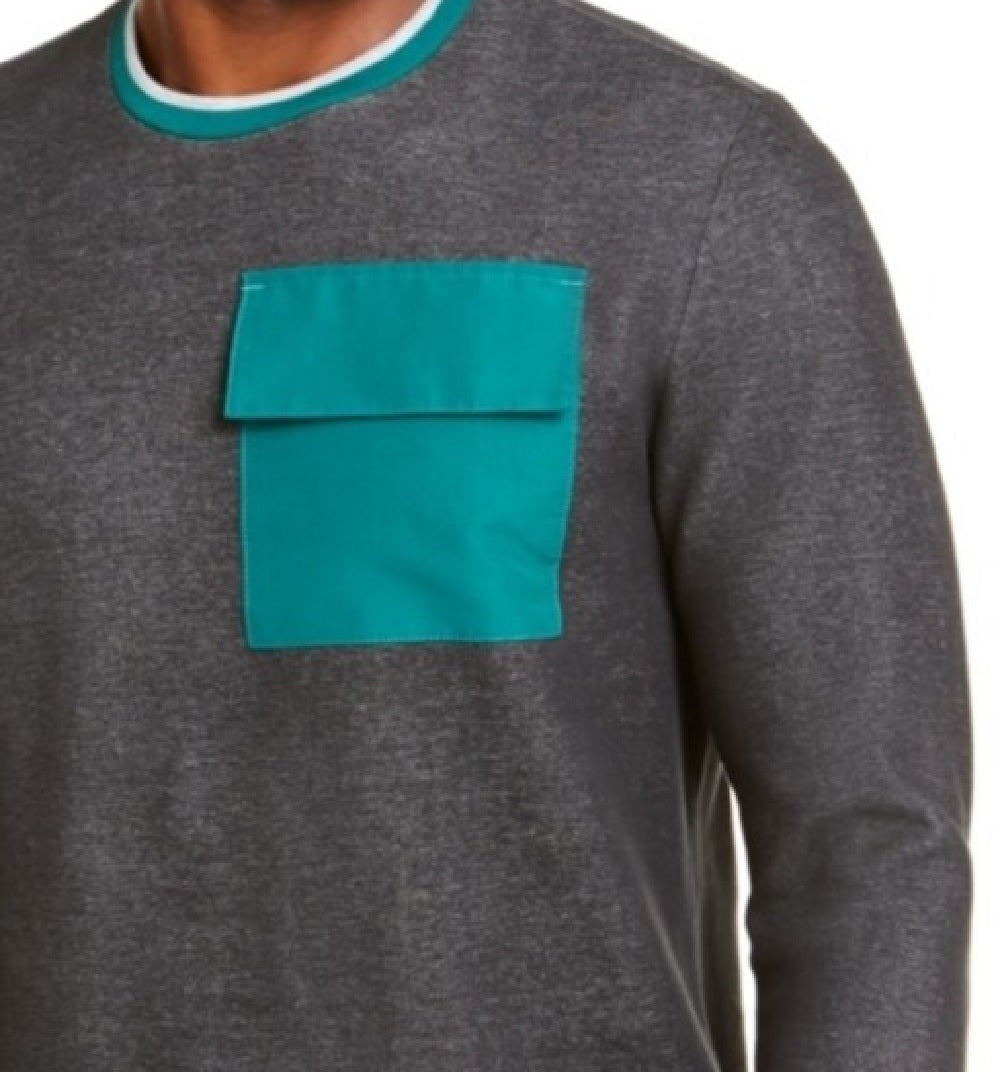 Alfani men's Utility Pocket Crewneck Sweatshirt Gray Size Small
