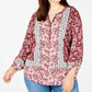 Style & Co Women's  Plus Size Printed Top Wine Size 2X
