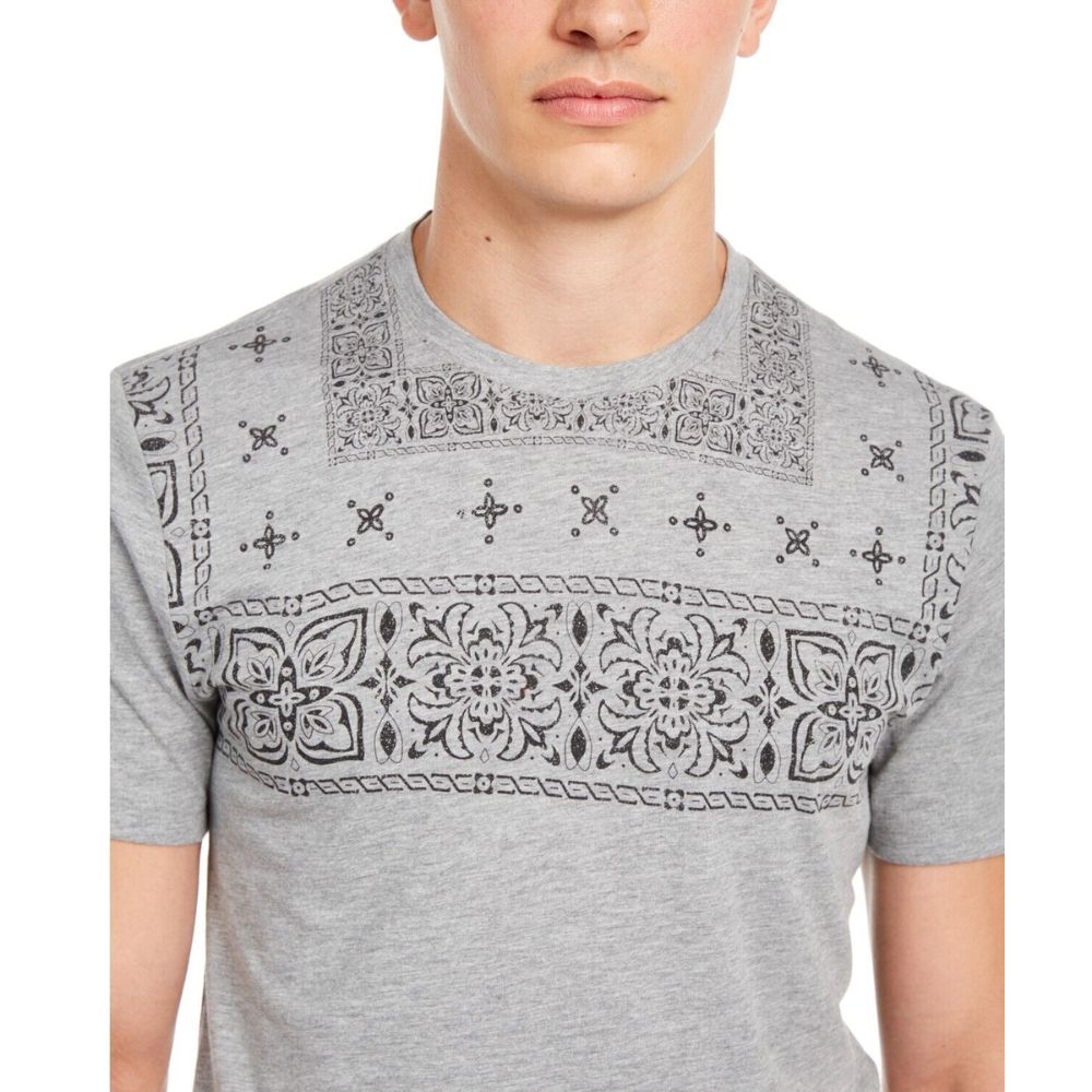 American Rag Men's Top-Pattern T-Shirt  Gray Size Medium