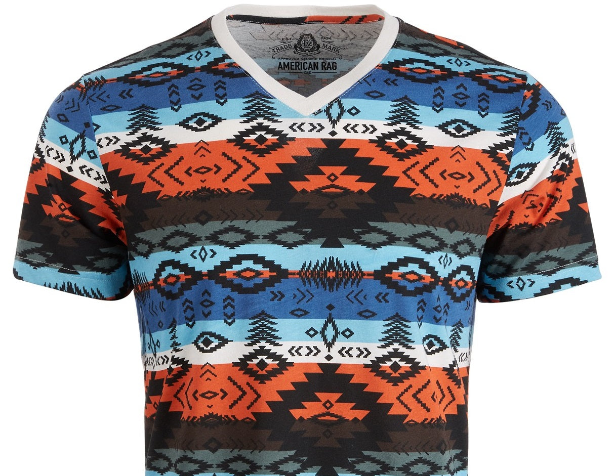 American Rag Men's Southwestern Striped T-Shirt Orange Size Extra Large