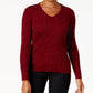 Karen Scott Women's Cotton Ribbed Marled Sweater Bright Red Petite Small