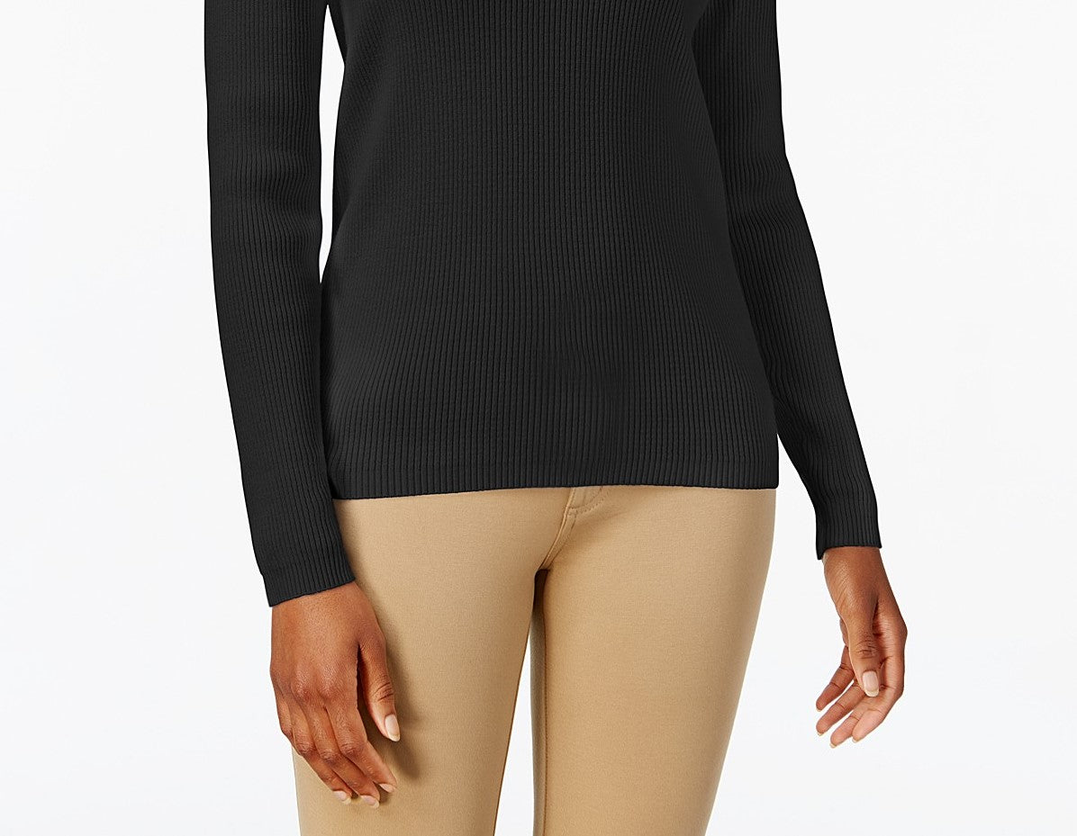 Karen Scott Women's Cotton V-Neck Sweater Black Size Extra Small