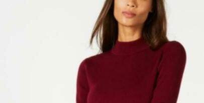 Karen Scott Women's Cotton Ribbed Turtleneck Top  Red Size Extra Large