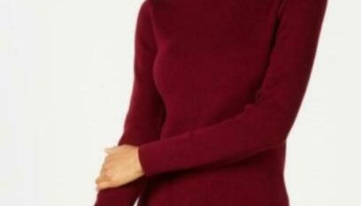 Karen Scott Women's Cotton Ribbed Turtleneck Top  Red Size Extra Large