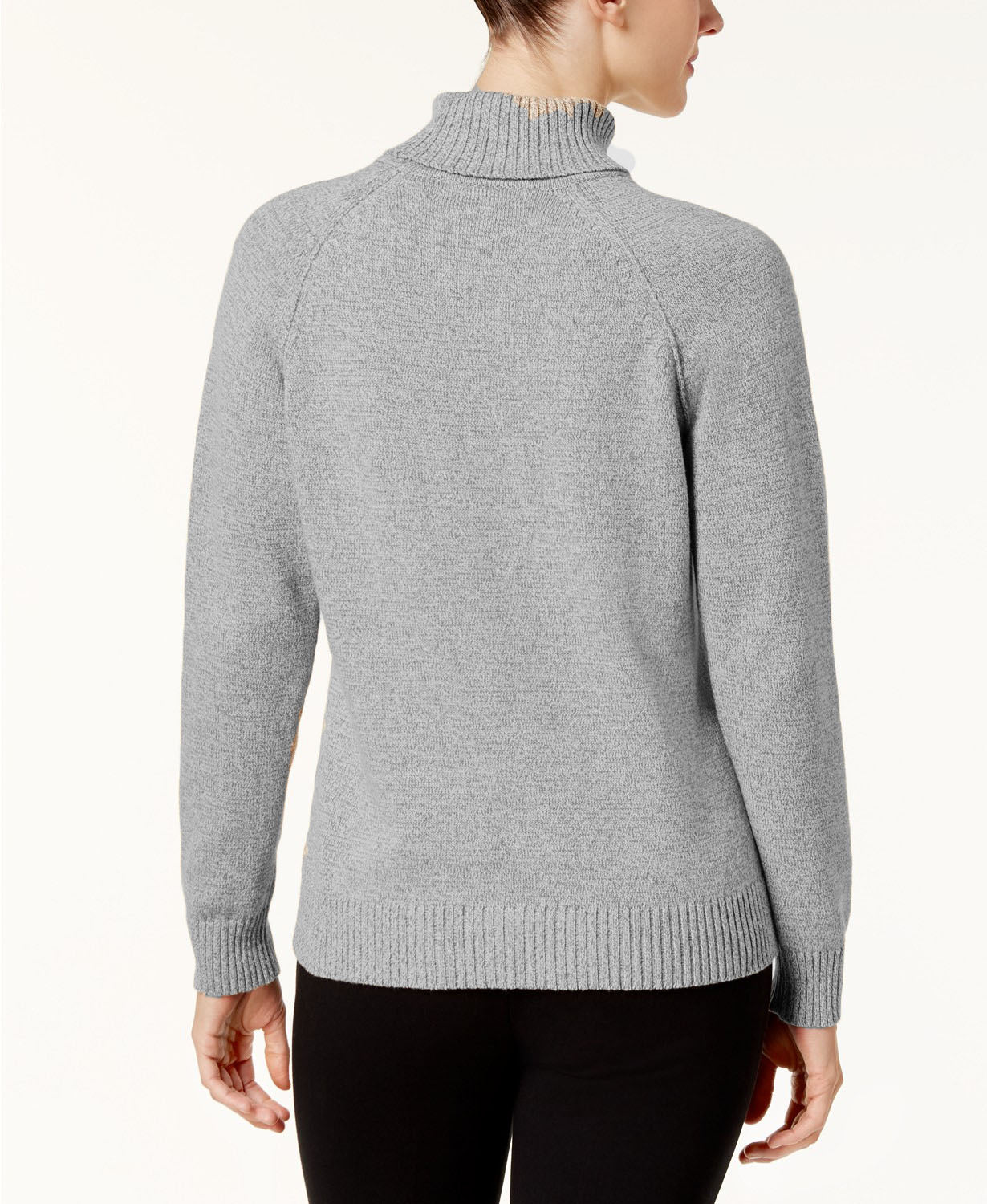 Karen Scott Women's Petite Cotton Turtleneck Sweater Silver Size Small