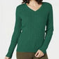 Karen Scott Women's Cotton V-Neck Sweater Green Size Large
