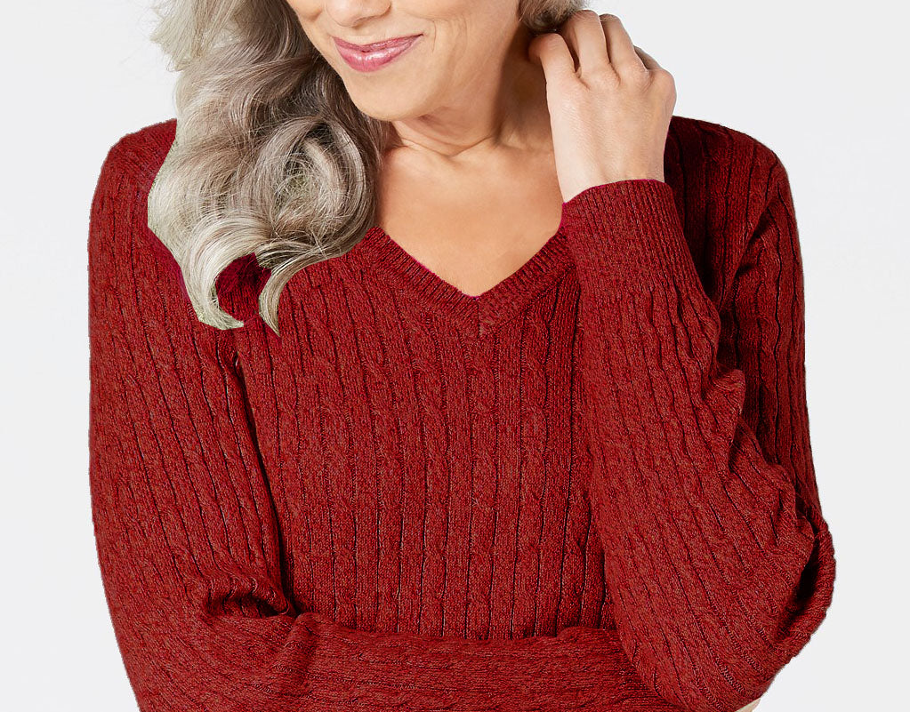 Karen Scott Women's Cotton V-Neck Sweater Bright Red Size Extra Small