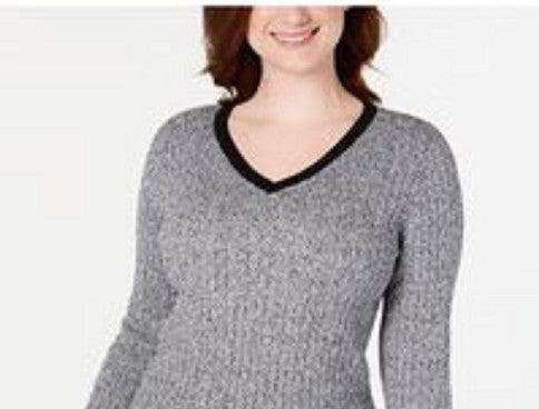 Karen Scott Women's Teresa Cotton Colorblocked Sweater Black Size Small