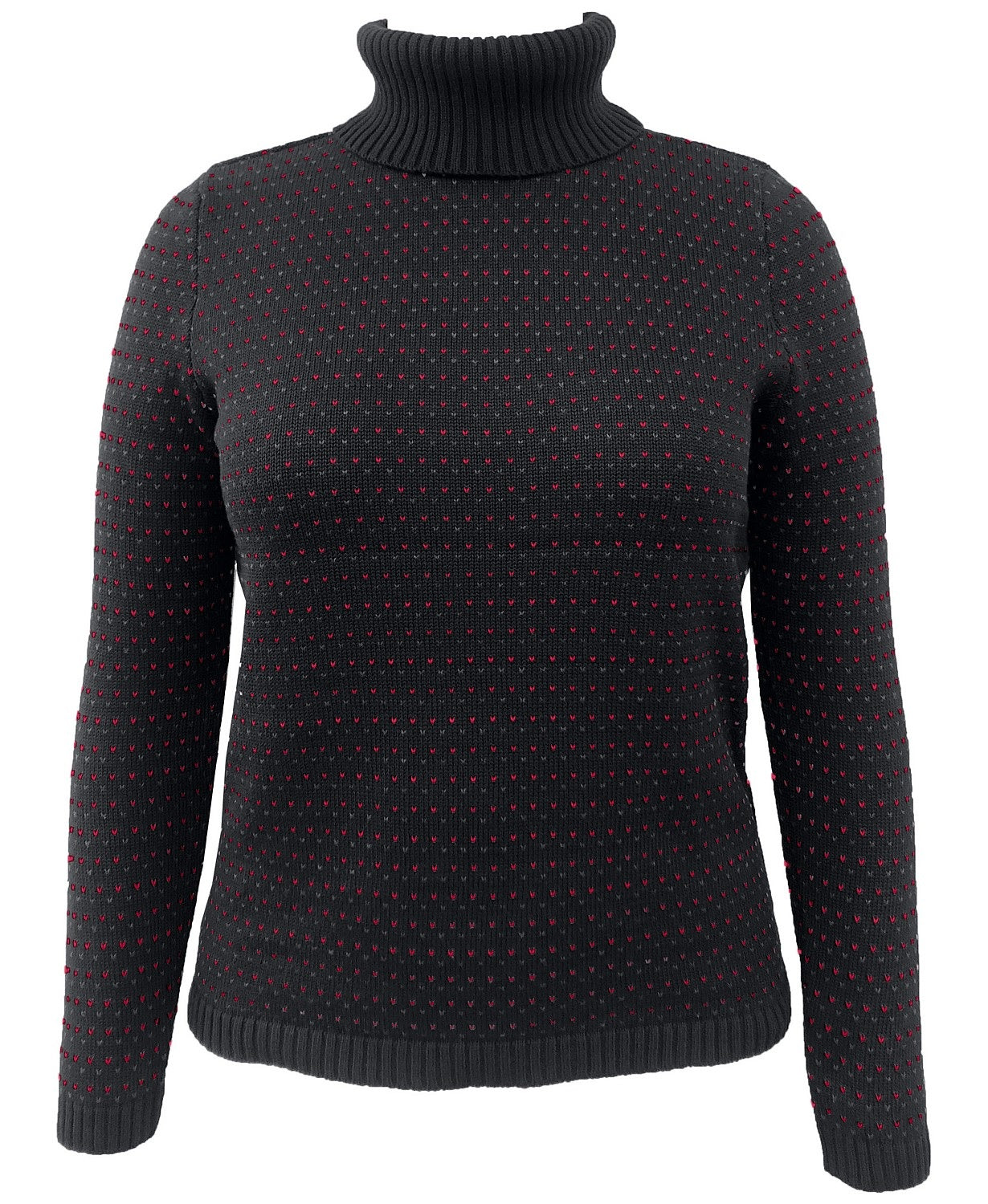 Karen Scott Women's Colorblocked Cotton Turtleneck Sweater New Red Combo Size Large