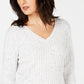 Karen Scott Women's Cable-Knit V-Neck Sweater Natural Size Petite Large