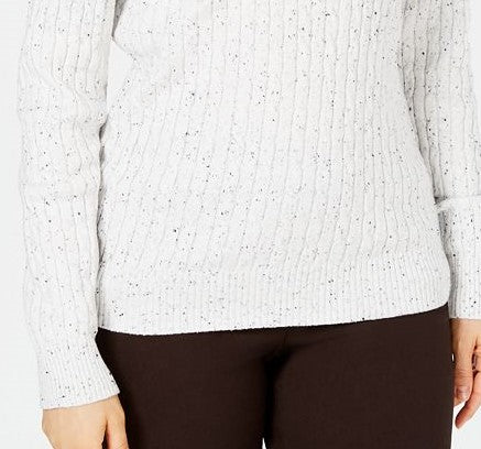 Karen Scott Women's Cable-Knit V-Neck Sweater Natural Size Petite Large