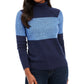 Karen Scott Women's Colorblocked Cotton Turtleneck Sweater Blue Size Medium