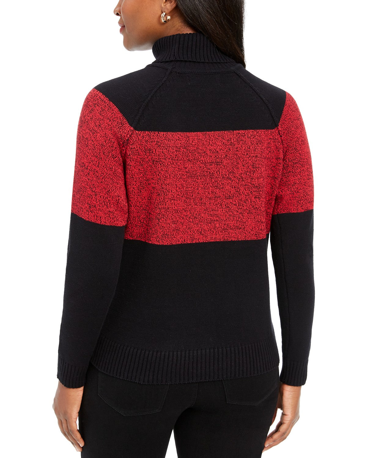 Karen Scott Women's Petite Colorblock Cotton Turtleneck Sweater Size Petite