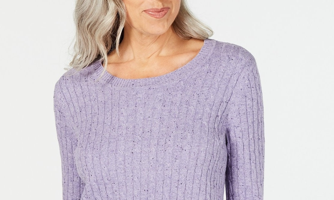 Karen Scott Women's Cable-Knit Sweater Sft Llc Hthr Np Size 2 Extra Large