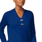 Karen Scott Women's Cotton Marled Henley Sweater Blue Size Medium
