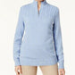 Karen Scott Women's Marled-Knit Quarter-Zip Sweater Blue Size Small