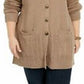 Karen Scott Women's Mixed-Stitch Button-Front Cardigan  Brown Size Medium