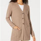 Karen Scott Women's Mixed-Stitch Button-Front Cardigan Navy Size Small