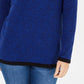 Karen Scott Women's Cotton Contrast Trim Sweater Blue Size X-Small