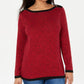Karen Scott Women's Cotton Contrast Trim Sweater Bright Red Size Medium