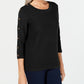 Karen Scott Women's 3/4-Sleeve Sweater Black Size Medium
