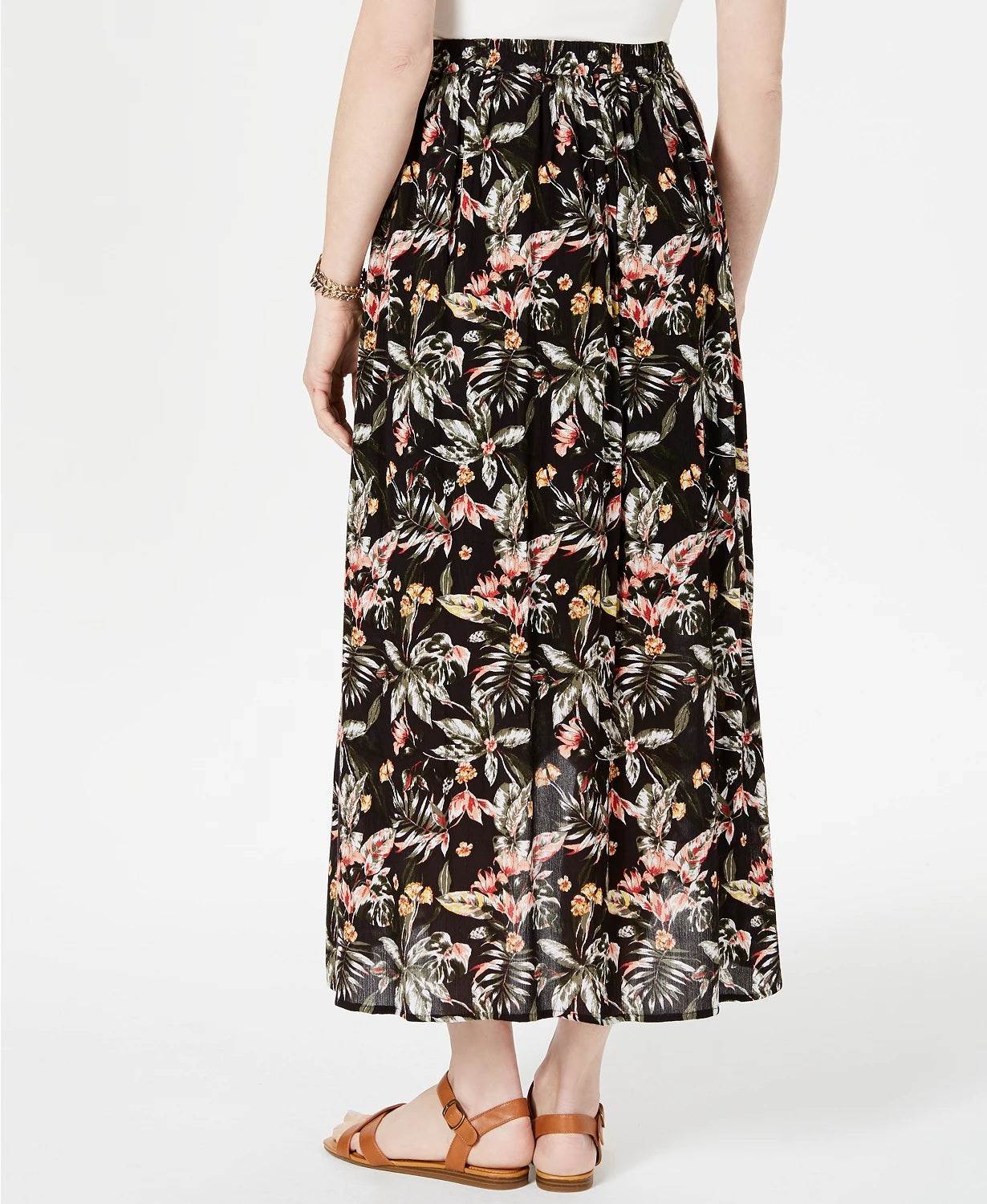 Style & Co Women's Printed High-Low Skirt Tropic Wonder Black Size XX-Large