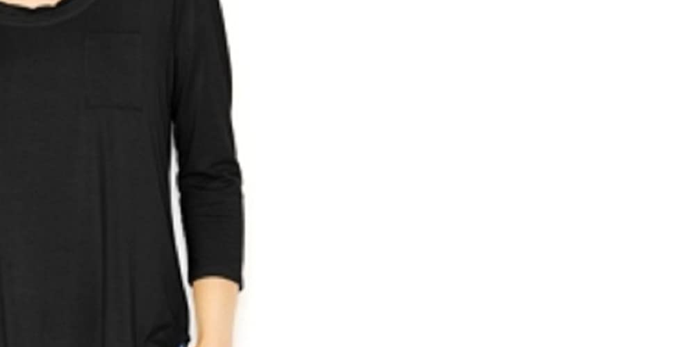 Maison Jules Women's Scoop-Neck T-Shirt  Black Size Medium