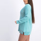 Karen Scott Women's Cotton Mixed-Stitch Sweater Aqua Size X-Large