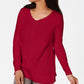 Karen Scott Women's Cotton Mixed Stitch Sweater Bright Red Size Large