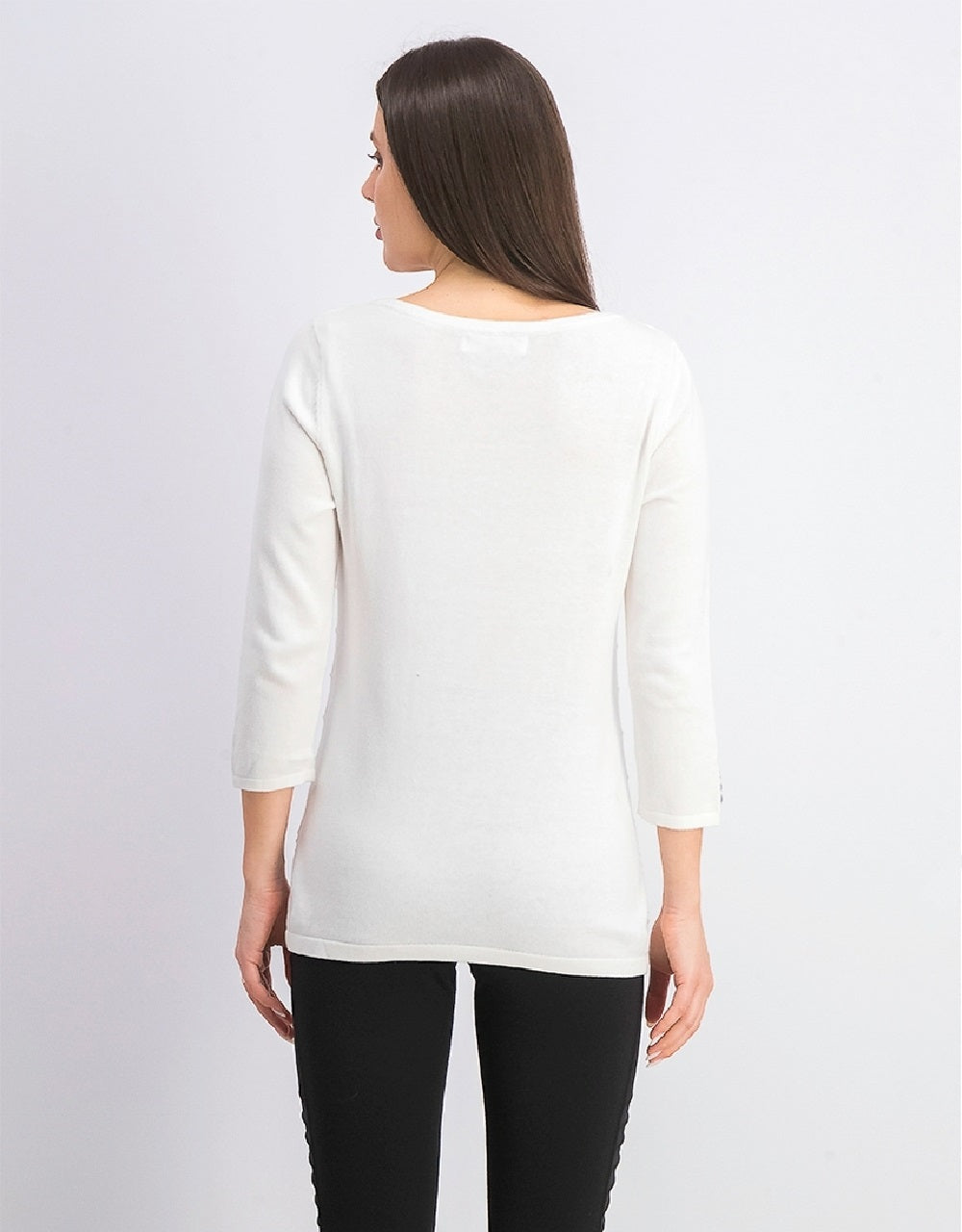Karen Scott Women's Ribbed 3/4 Sleeve Sweater White Size XX-Large