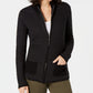 Karen Scott Women's Textured Zip-Front Cardigan Black Size Large