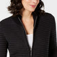 Karen Scott Women's Textured Zip-Front Cardigan Black Size Large