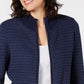 Karen Scott Women's Textured Zip-Front Cardigan Navy Size Small