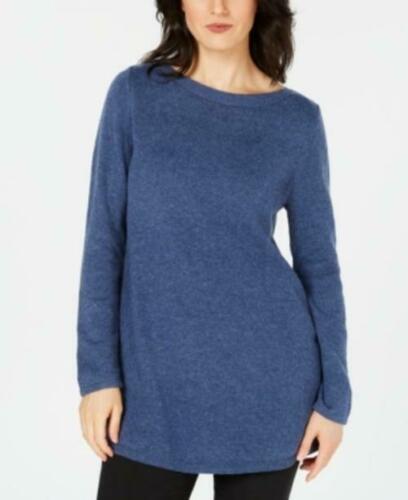 Karen Scott Women's Solid Curved-Hem Tunic Blue Size Small